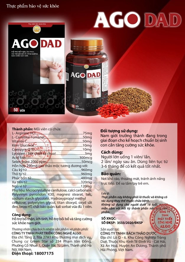 Giấy xác nhận nội dung quảng cáo sản phẩm Ago Dad